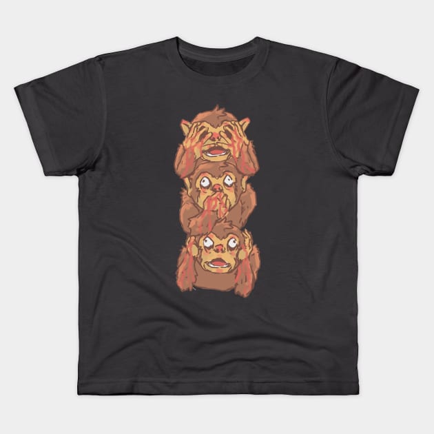 three monkeys joking Kids T-Shirt by Rada.cgi